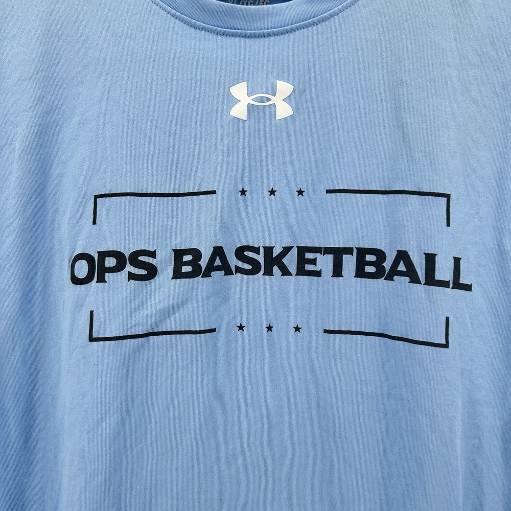 Under Armour Team Tech OPS Basketball Shirt Mens Blue Performance Athleisure NWT - Picture 3 of 7